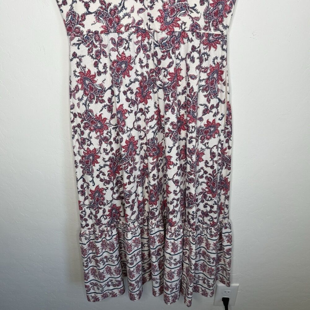 Chaps Med 100% Cotton Boho Tiered Halter Midi Dress Cottagecore Vacation Travel - Picture 8 of 14